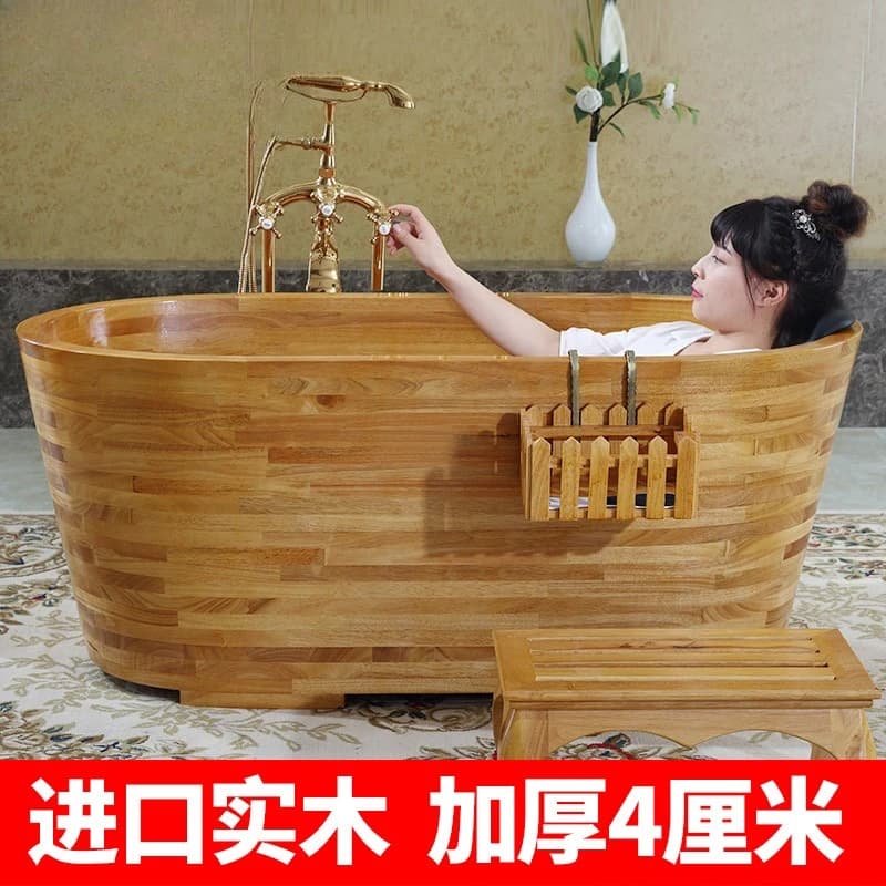 Wooden Bathtub Bath Wooden Bucket Solid Wood Japanese Bath Bucket Thickened