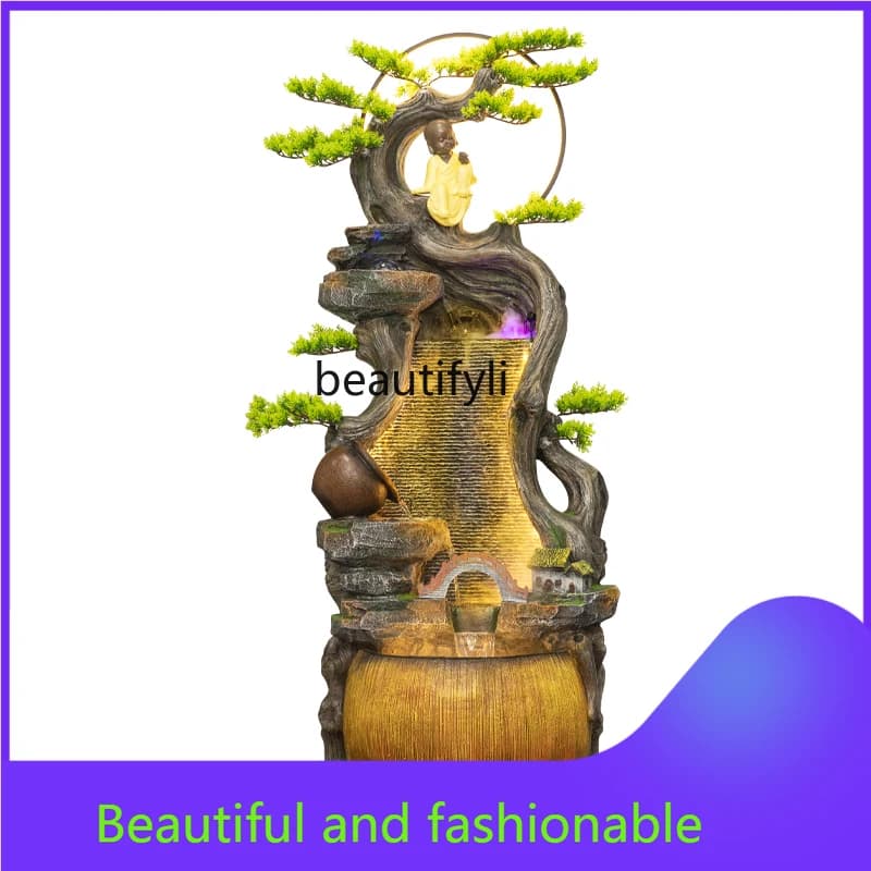 Fountain Office High Mountains and Flowing Water Make Money Circulation Waterscape Housewarming Gift Floor Ornaments
