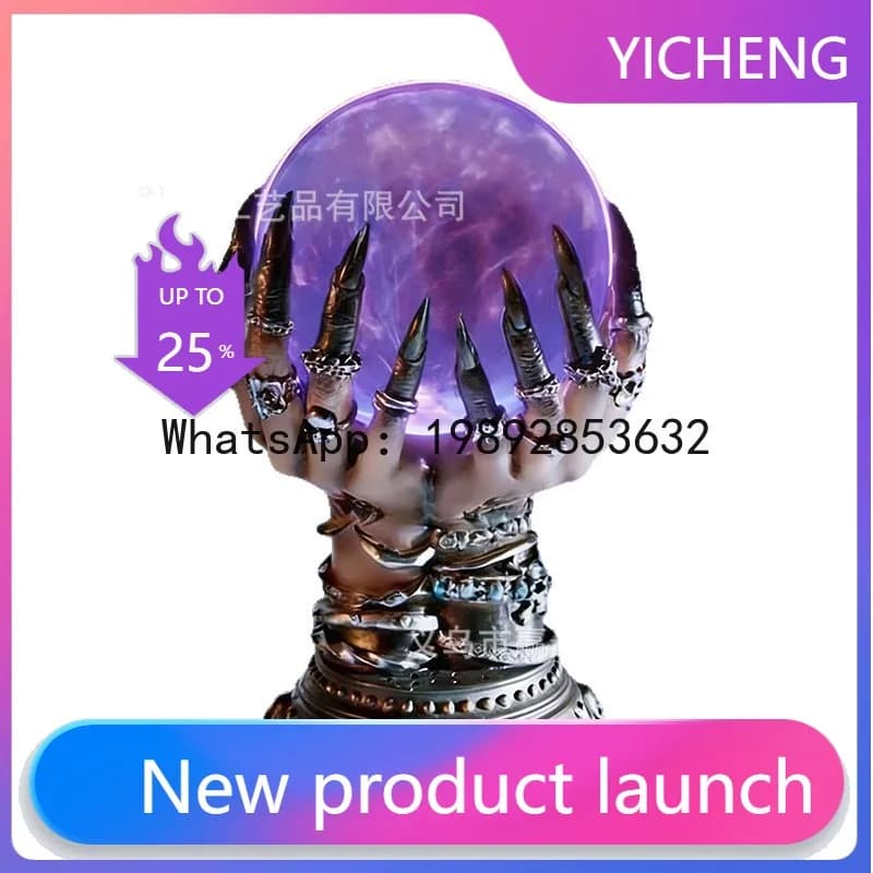 LYY  Resin craft magic ball skull ghost hand ornament - premium, unique lightning magic ball