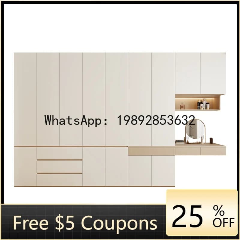 Z3  Modern Minimalist Solid Wood Style Wardrobe Bedroom Integrated  Storage Solid Wood European Pine Board Top-to-Top Cabinet