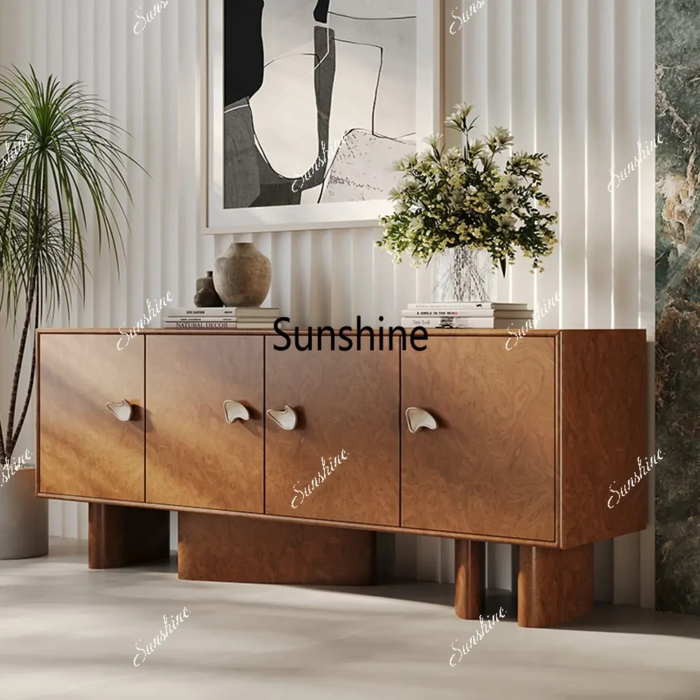 YMedieval style solid wood dining side cabinet entry foyer decoration entrance light luxury living room against the wall storage
