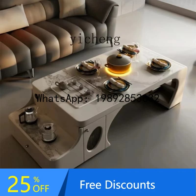 Light Luxury Tock Slab Telescopic Kung Fu Tea Table Tea Integrated Living Room Home High-end Tea Table