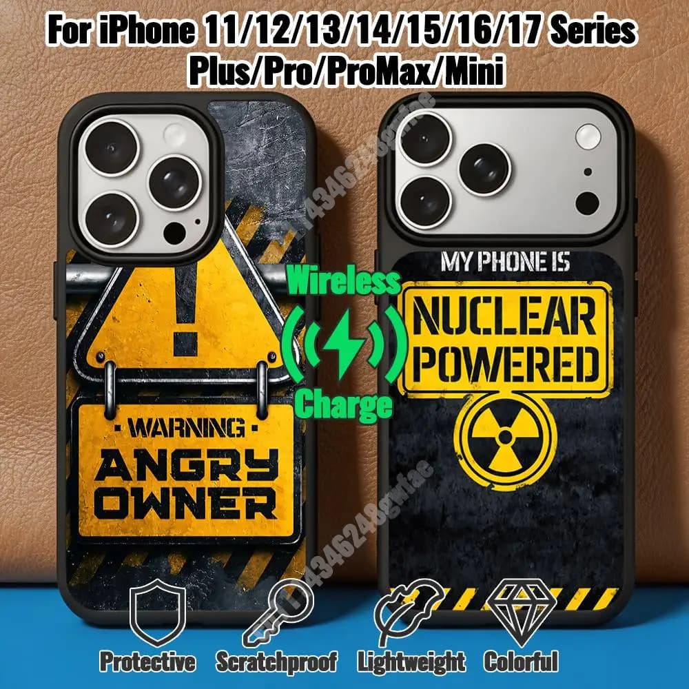 Vintage Industry Warning Sign Magnetic Charge Case for iPhone 17 16 15 14 13 12 11 Pro Plus Max Mini Wireless Cover