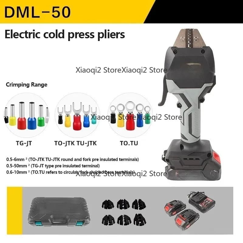 Electric Hydraulic Pliers DML-50 Pre-Insulated Pipe Type Bare Crimper Rechargeable Cold-Pressed Terminal Clamp Tool Set