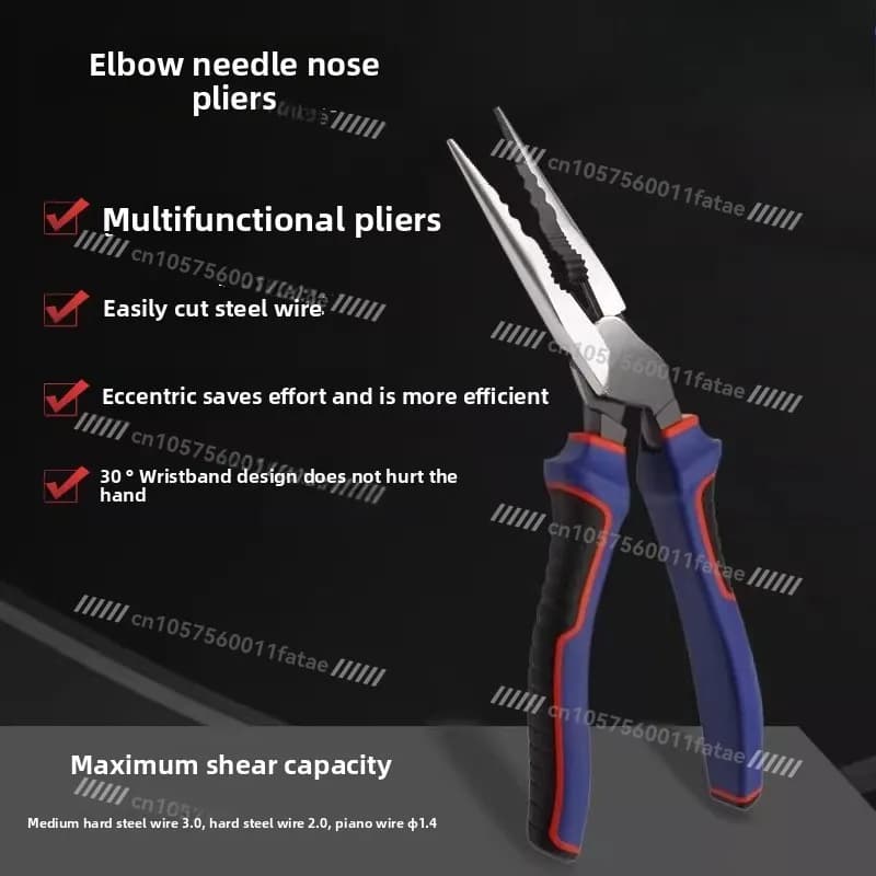 8-Inch Elbow Labor-saving Pointed Nose Pliers, Steel Wire Cutting Multi-functional Bending Handle Electrical Pointed Tip Pliers