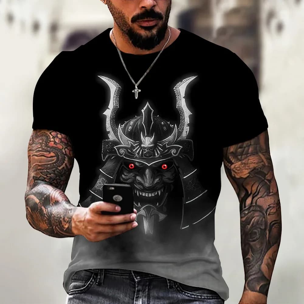 Samurai T-shirts for Men 3D Print O-Neck Short Sleeve fashion Men's T Shirt Harajuku Hip Hop Streetwear Ninja Tees Tops