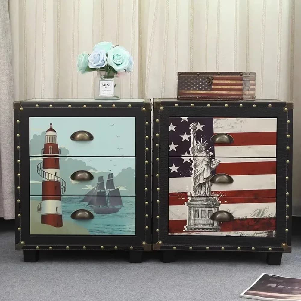Simple Drawers Nightstands Mid Century Storage Low Vintage Nightstands Design European Kids Mesitas De Noche Indoor Furniture