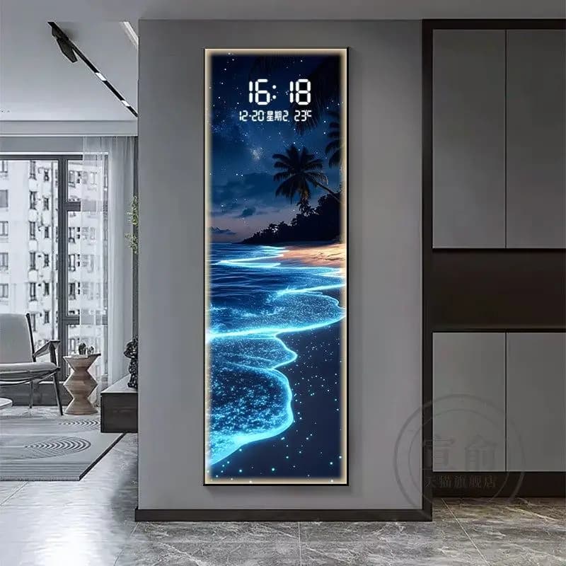 Modern Electronic Wall Clock LED Wall Lamp for Living Room Entrance Watch Corridor Study Hotel Plane Painting Home Decor Clock