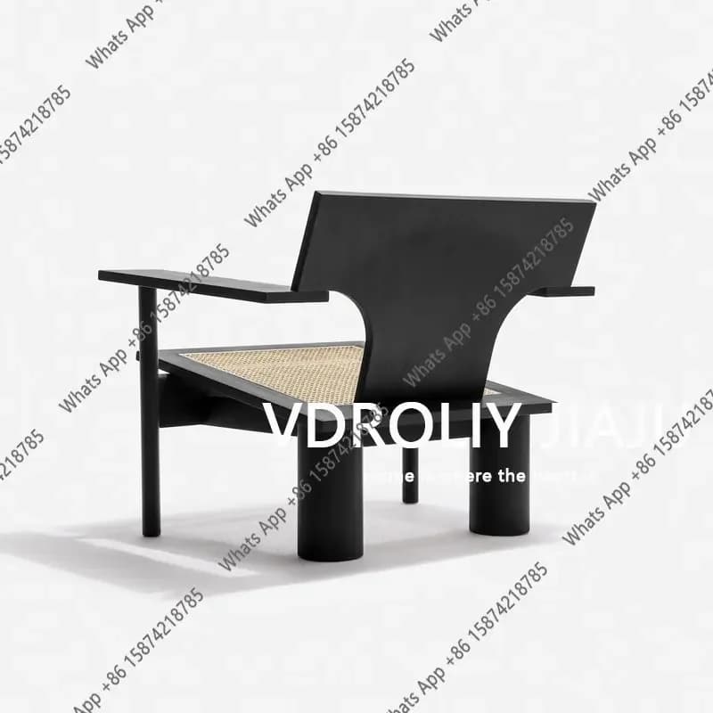 40 Medieval Two-color Handmade Rattan Solid Wood Leisure Chair Solid Wood Household Ash Wood Single Chair Special-shaped Chair