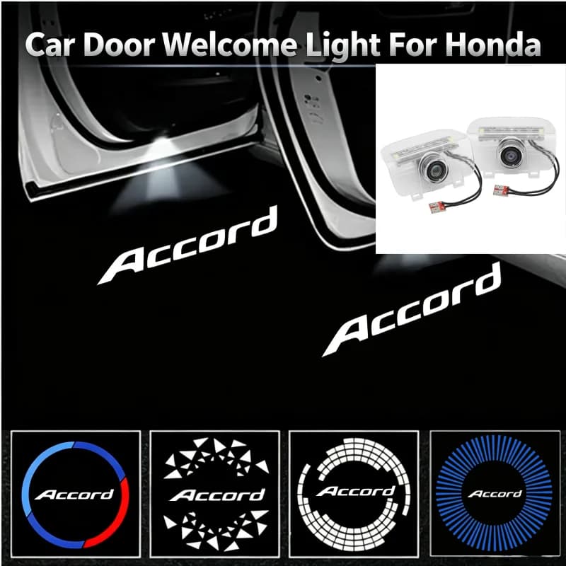 2PCS Ghost Shadow Logo LED Car Door Courtesy Projector Welcome Lamps For Honda 9th 10th Accord 2014‑2023 Interior Accessories
