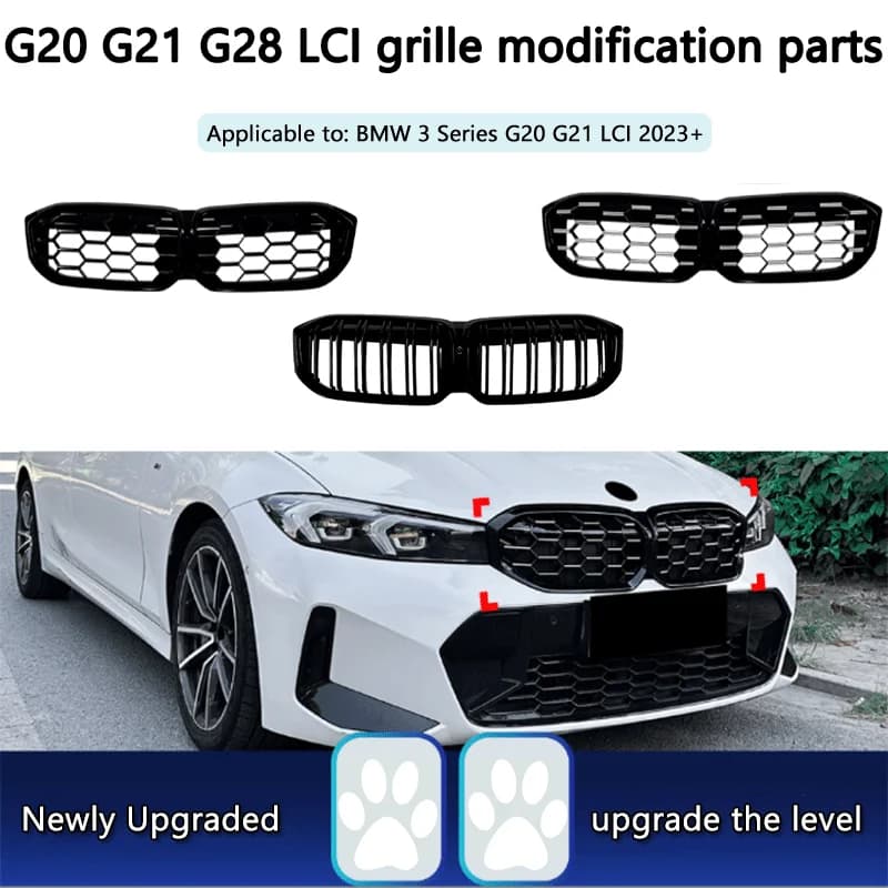 1 Set Black Starry Sky Meteor Grille For BMW 3 Series G20 G21 G28 LCI 2023+ Double Line Front Grille Modification Accessories