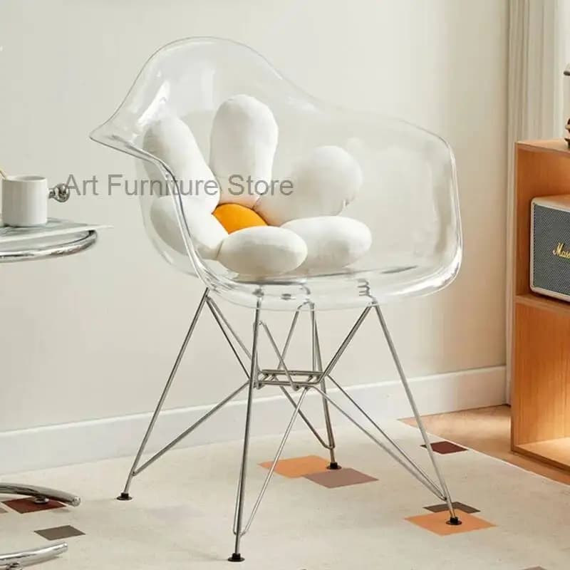 Nordic Modern Dining Chairs Ultralight Armrest Unique Transparent Chairs Cute Waiting Dine Fauteuil Salon Household Essentials