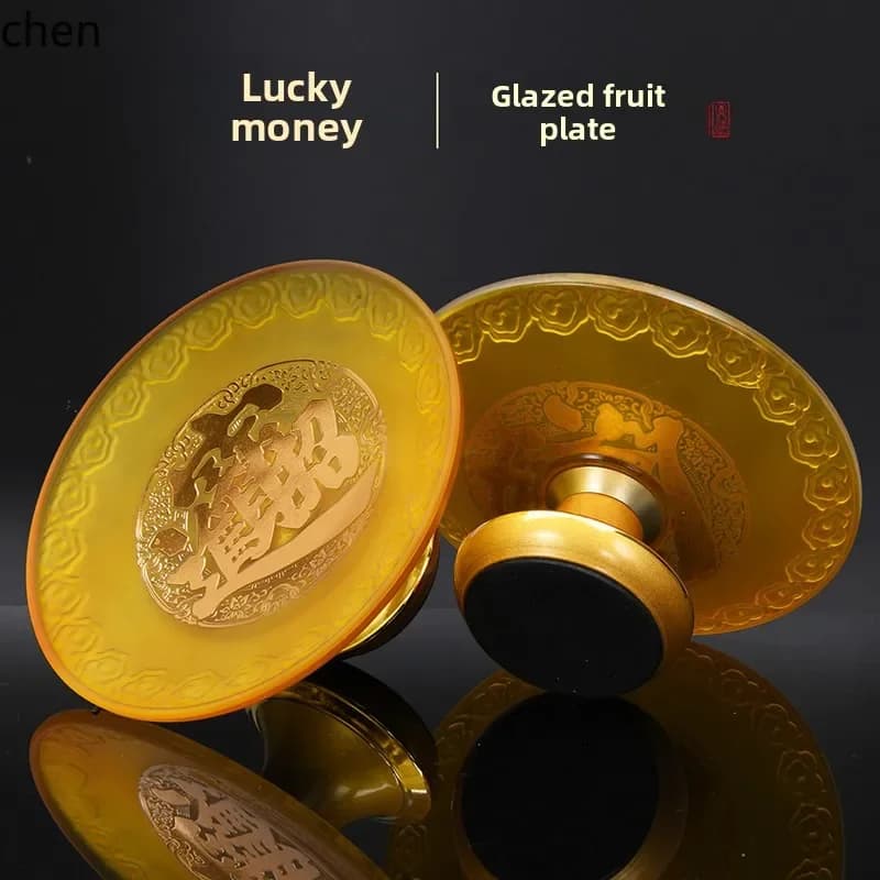 FJ buddha table offering plate for home buddha before offering buddha god of wealth tribute plate buddhist supplies glass