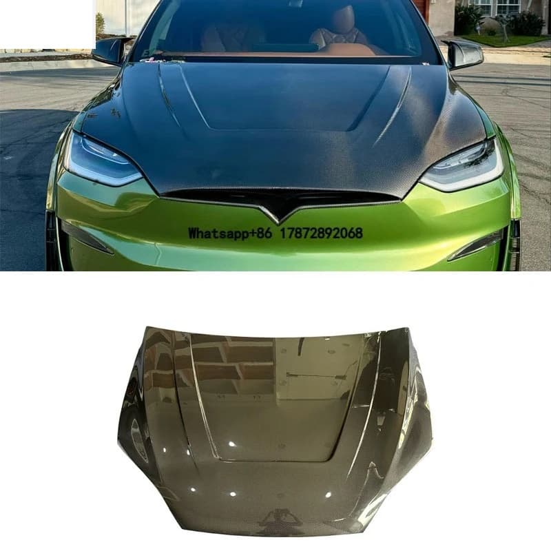 Carbon Fiber Engine Hood for Model X 2022 2023 2024 Upgraded Front Hood Bonnet Cover Bodykit