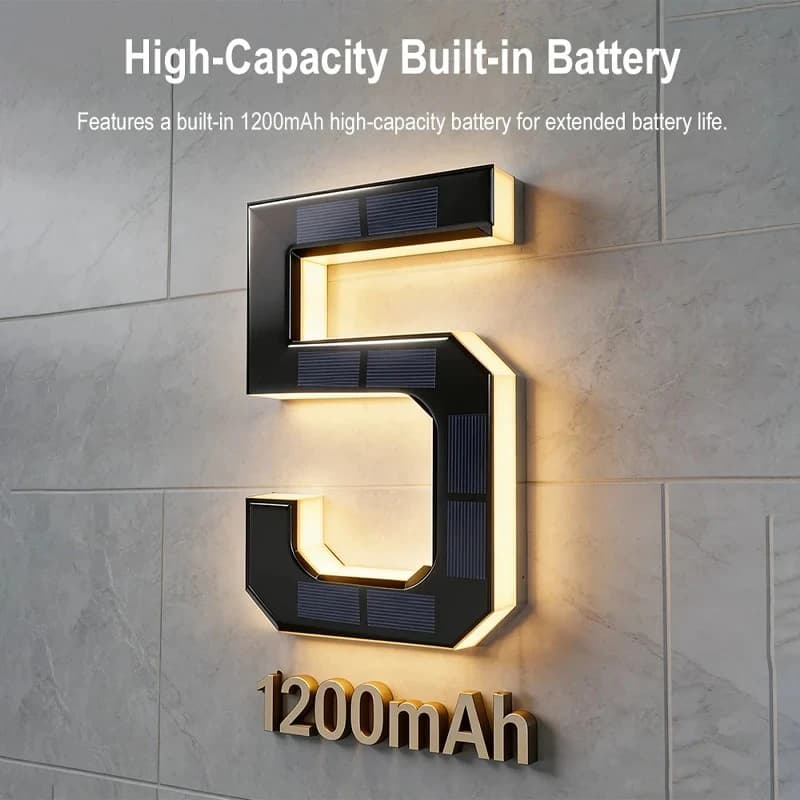 Solar House Number Lights Light Sensor House Sign Modern Led Address Sign Solar House Number Sign Waterproof for Home Decoration