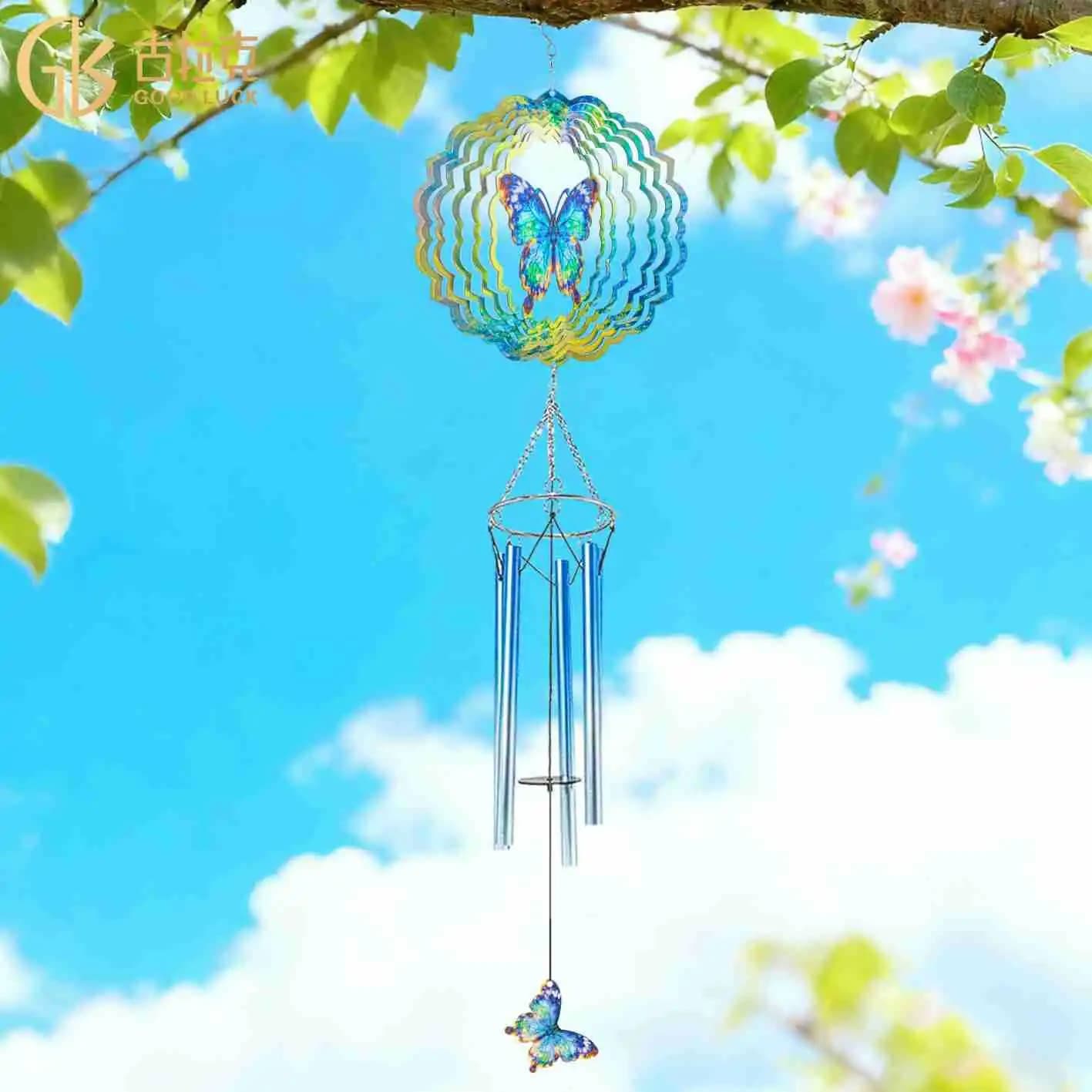 ZML new rotating wind chimes wind turn butterfly gradual change wind chimes decoration creative pendant