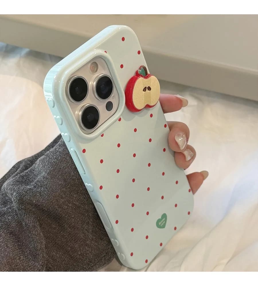Light Blue Polka Dot 3D iphone Decor Phone Case For Iphone 12 13 14 15 16 17 Matte Soft Anti Drop Shell