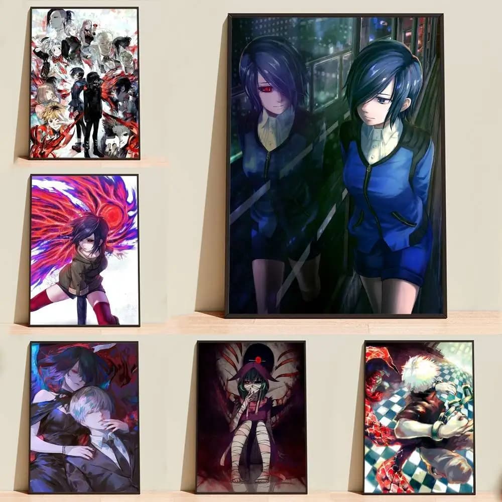 Kaneki Blood Anime T-Tokyo Ghoul Poster Self-adhesive Waterproof Paper Sticker Coffee House Bar Room Wall Decor