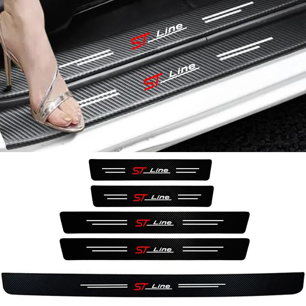Carbon Fiber Car Door Sill Threshold Anti Protective Stickers For Ford st line Auto Rear Trunk Bumper Anti Scratch Strips
