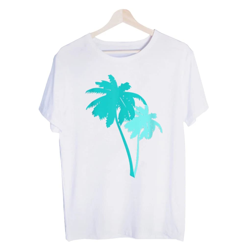 Men's Palm Tree Graphic Tee, Short Sleeve Crew Neck T-Shirt for Summer Vacation and Casual Outfits