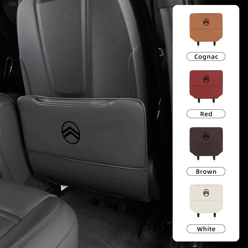PU Leather Car Seat Back Protection Cover Anti Kick Pad Accessories For Citroen C4 C3-XR C5 Aircross C6 C-quatre Picasso