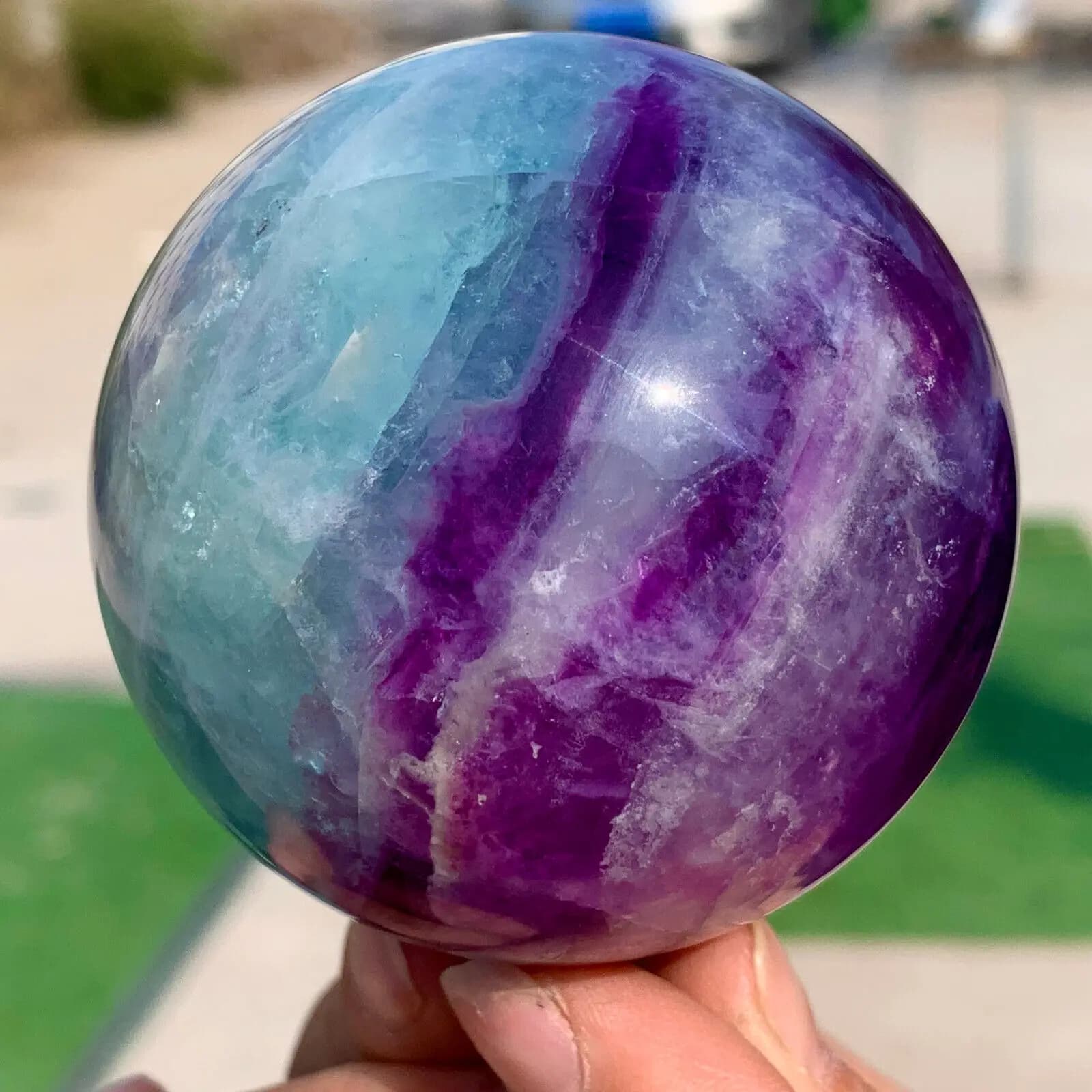 Magical Natural Color Watermelon Fluorite Ball,Quartz CrystalBall,Mineral Reiki Healing,Home Office Degaussing Decor
