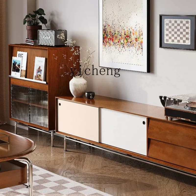 TV Cabinet Solid Wood Living Room Modern Simple Storage Medieval TV Cabinet Household Storage Small ApartmentD25