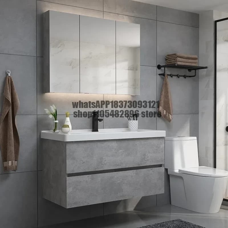 Furniture Home Modern Minimalist Bathroom Cabinet Shoe Combination Light Luxury Nordic Integrated Basin Small Unit Type Wash 120