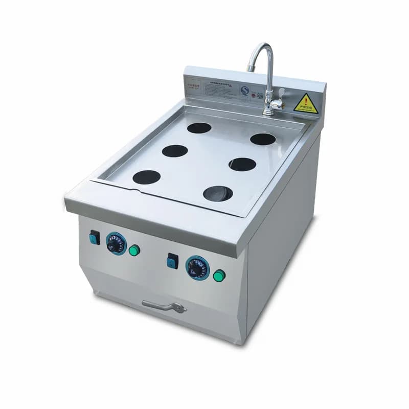 Desktop electric steamer Hong Kong-style tea restaurant breakfast steamer, open stall snack six-hole double-control  machine