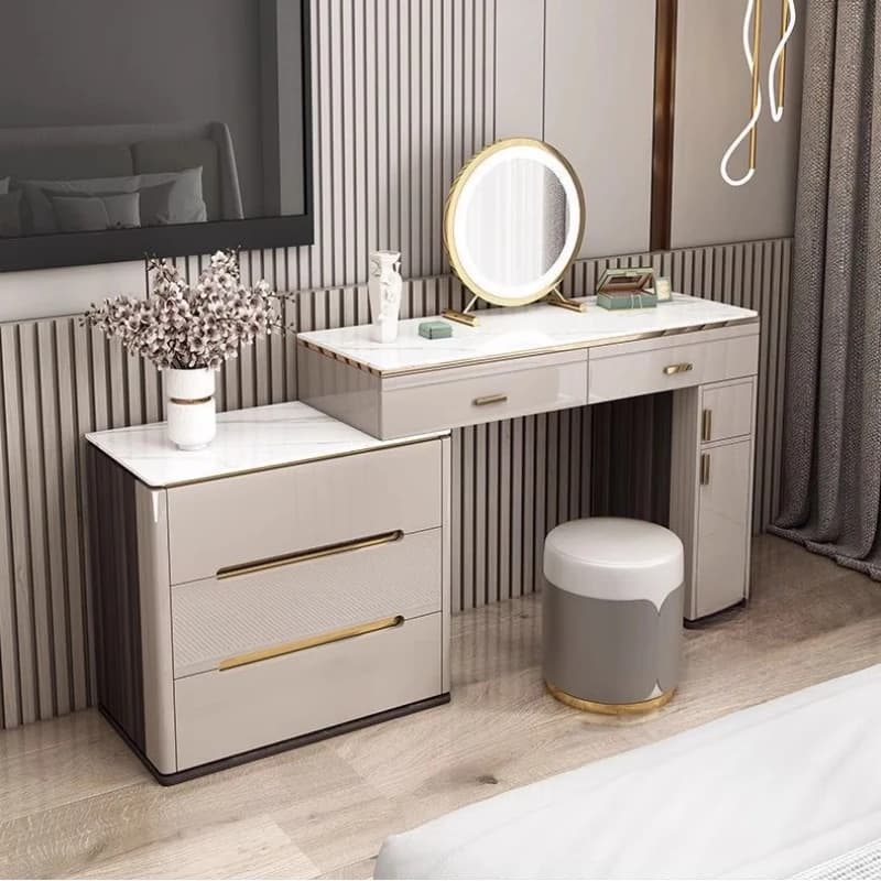 European Cosmetics Dressing Table Beauty Girl Women Luxury Mobile Vanity Table Living Room Penteadeira Lounge Suite Furniture