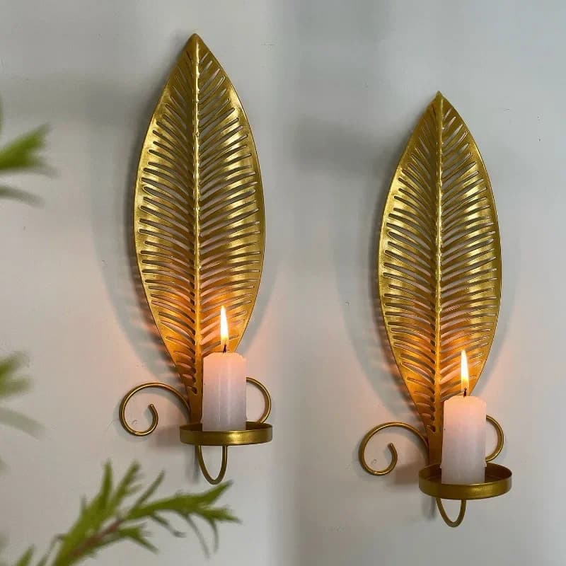 A Pair Nordic Wall Candlestick Leafs Candle Holders Hanging Wall Decoration Shooting Props Iron Candle Holder Home Decor