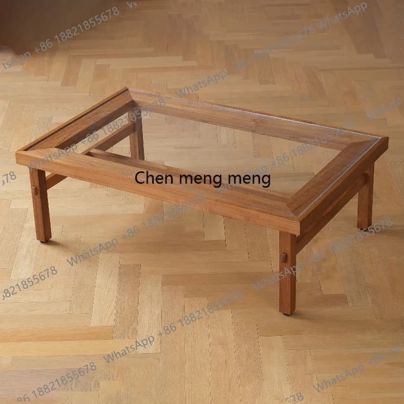 Fuzhong ancient style, pomelo solid wood tenon and mortise tempered glass square minimalist coffee table coffee table