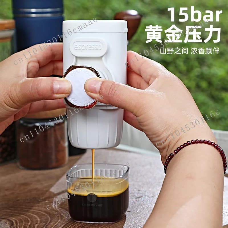 Hand Pressure Coffee Machine Semi-automatic Air Pump Espresso Powder Capsule Outdoor Portable No Power Supply