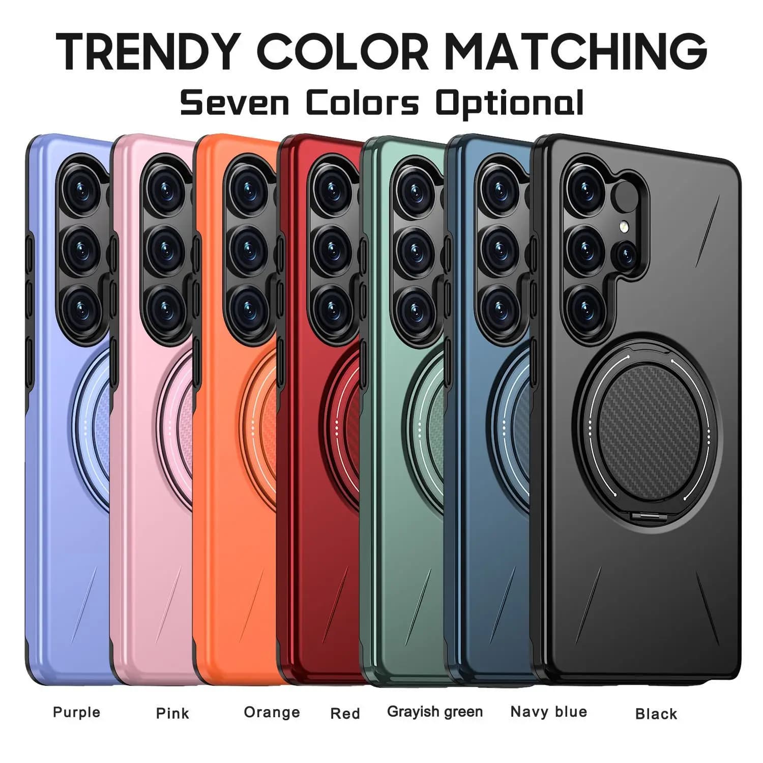 Shockproof Case for Samsung Galaxy S25 Ultra S2Ultra4 S23Ultra S22 Magnetic Rotating Ring Stand Holder Protective Phone Cover