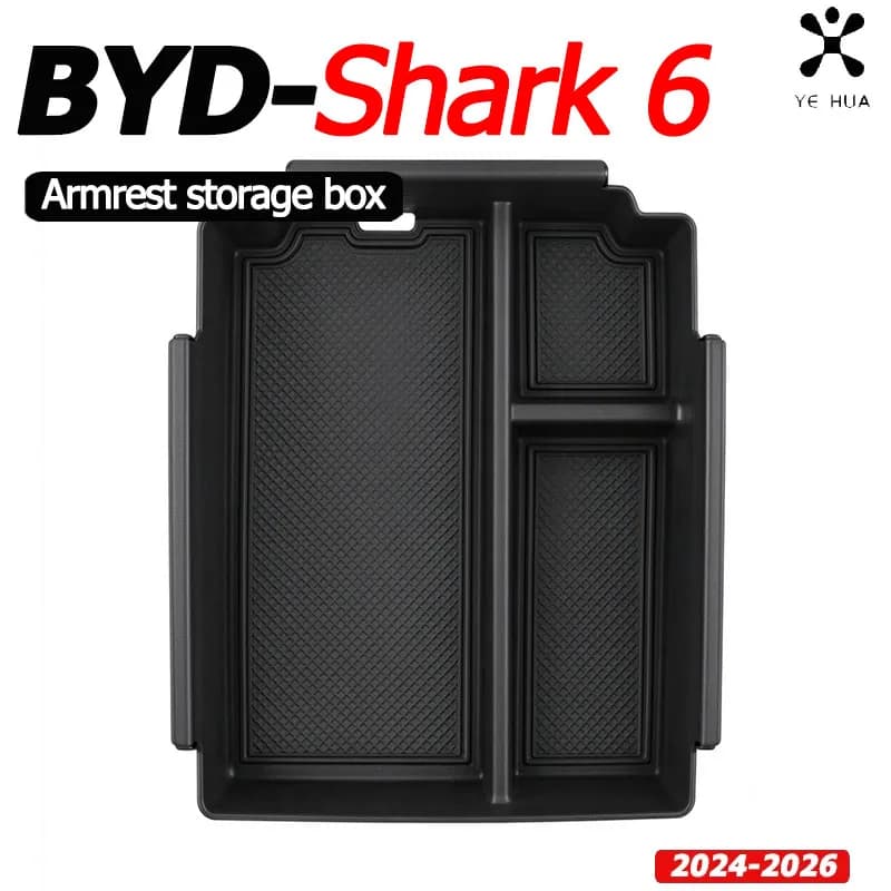 ABS Armrest Storage Box For BYD Shark 6 2024 2025 2026 Car Center Console Insert Organizer Tray Interior Decoration Accessories