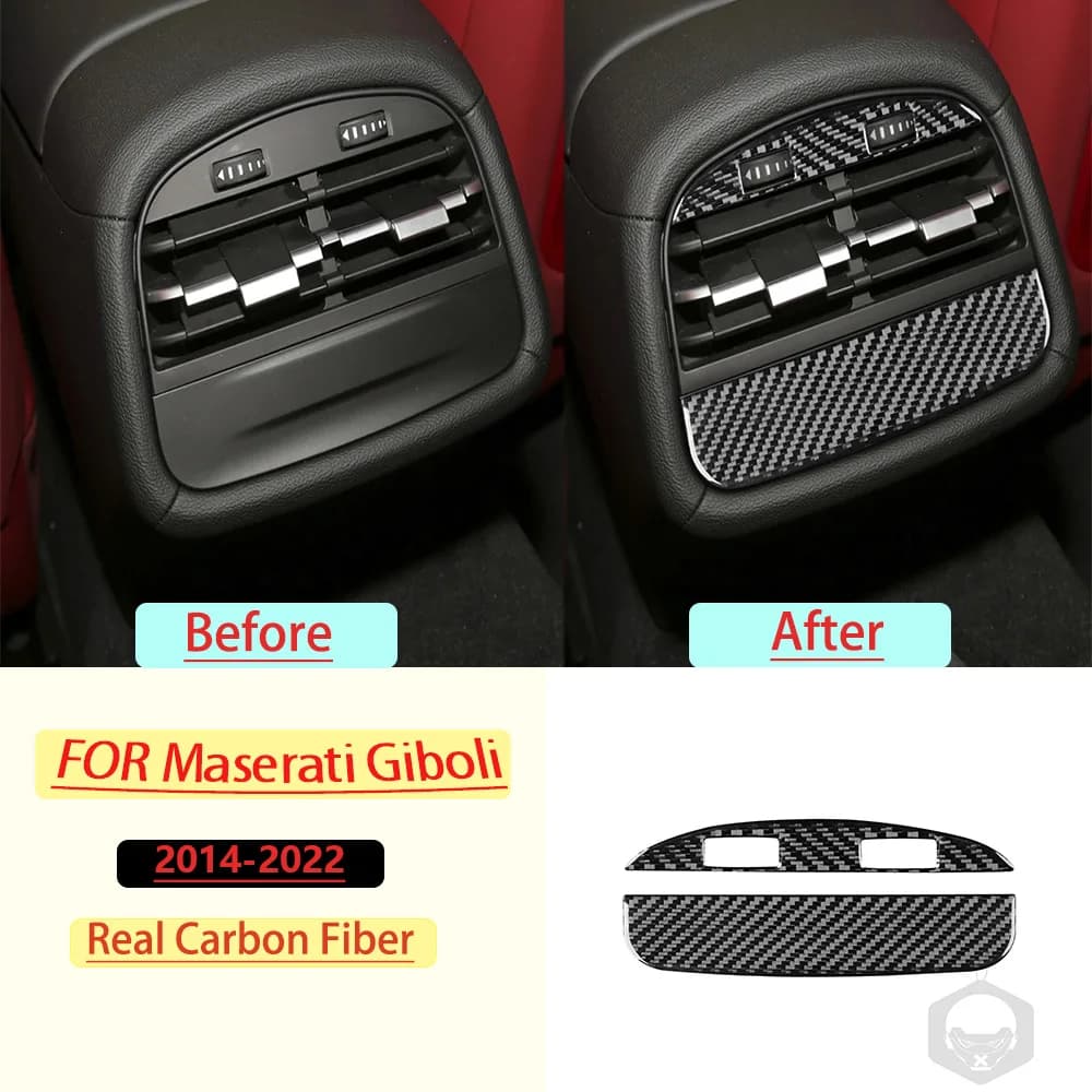 Real Soft Carbon Fiber For Maserati Giboli 2014–2022 Car Rear Air Vent Trim Customizable Car Sticker Interior Accessories
