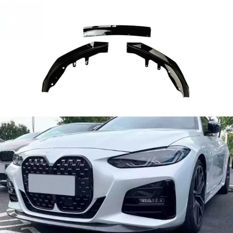 Gloss Black 3-Piece Front Lip Splitter Kit for BMW 4 Series G22 MP Bumper Protector Spoiler Body Kit Modification Accessories