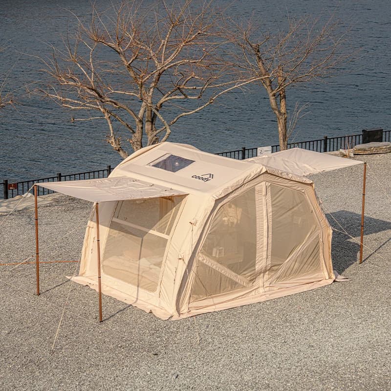 10.0 Pro Air Tent-Beige Family Travel Camping Four Season Single-Layer Camping Cotton Fabric Portable Inflatable Tent