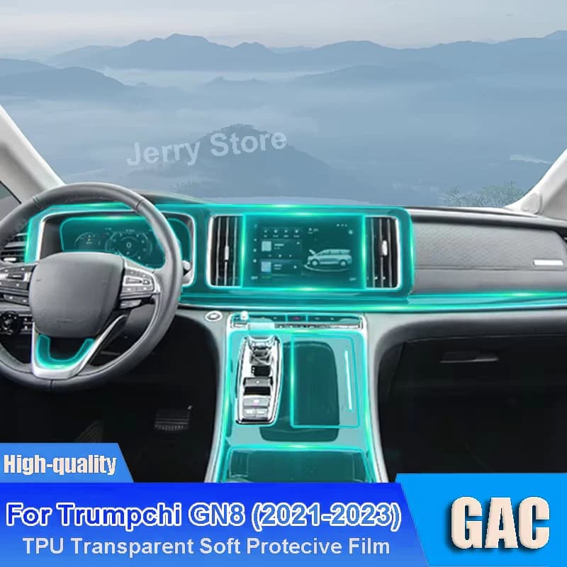 Car Interior Protection Film For GAC Trumpchi GN8 (2021-2023) Scratch Protection Dashboard Screen Protector Stickers