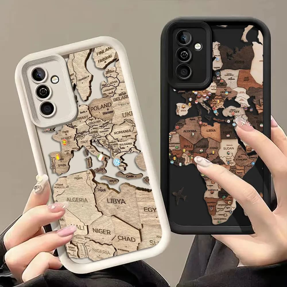 W-World Map Travel Plane Phone Case For Samsung Galaxy S26 S25 S24 S23 S22 S21 FE S20 ULTRA PLUS Cover Silicone Case Funda Shell