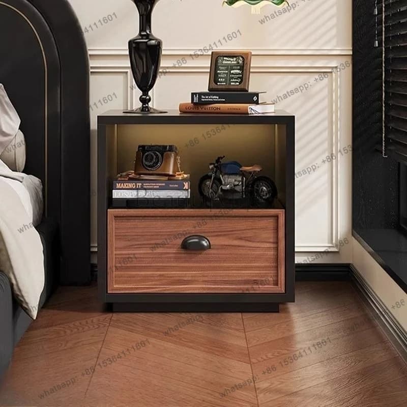advanced steel bedside table thickened wrought iron chest cabinet retro style living room multi-layer floor storage cabinet