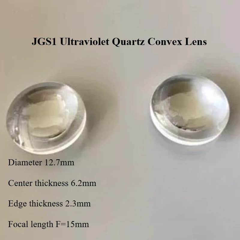 D12.7mm JGS1 UV Quartz Plano-Convex Lens Focal Length 15mm UV Focusing Lens