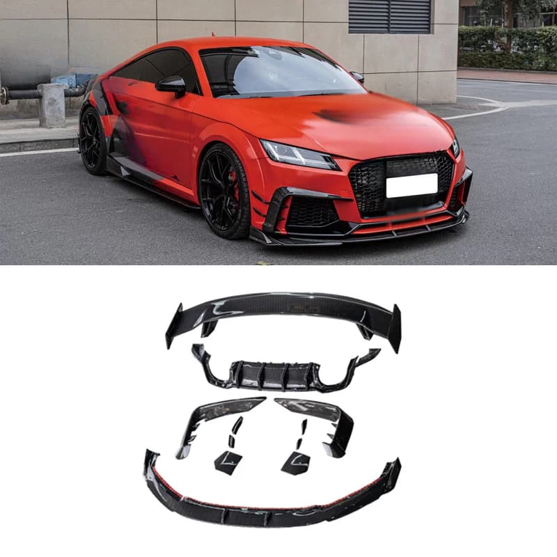 High Quality YR Style Carbon Fiber Body Kit Fit For 2015-2019 TT TTS TTRS Front Lip Side Skirt Diffuser Spoiler Canards Exterior