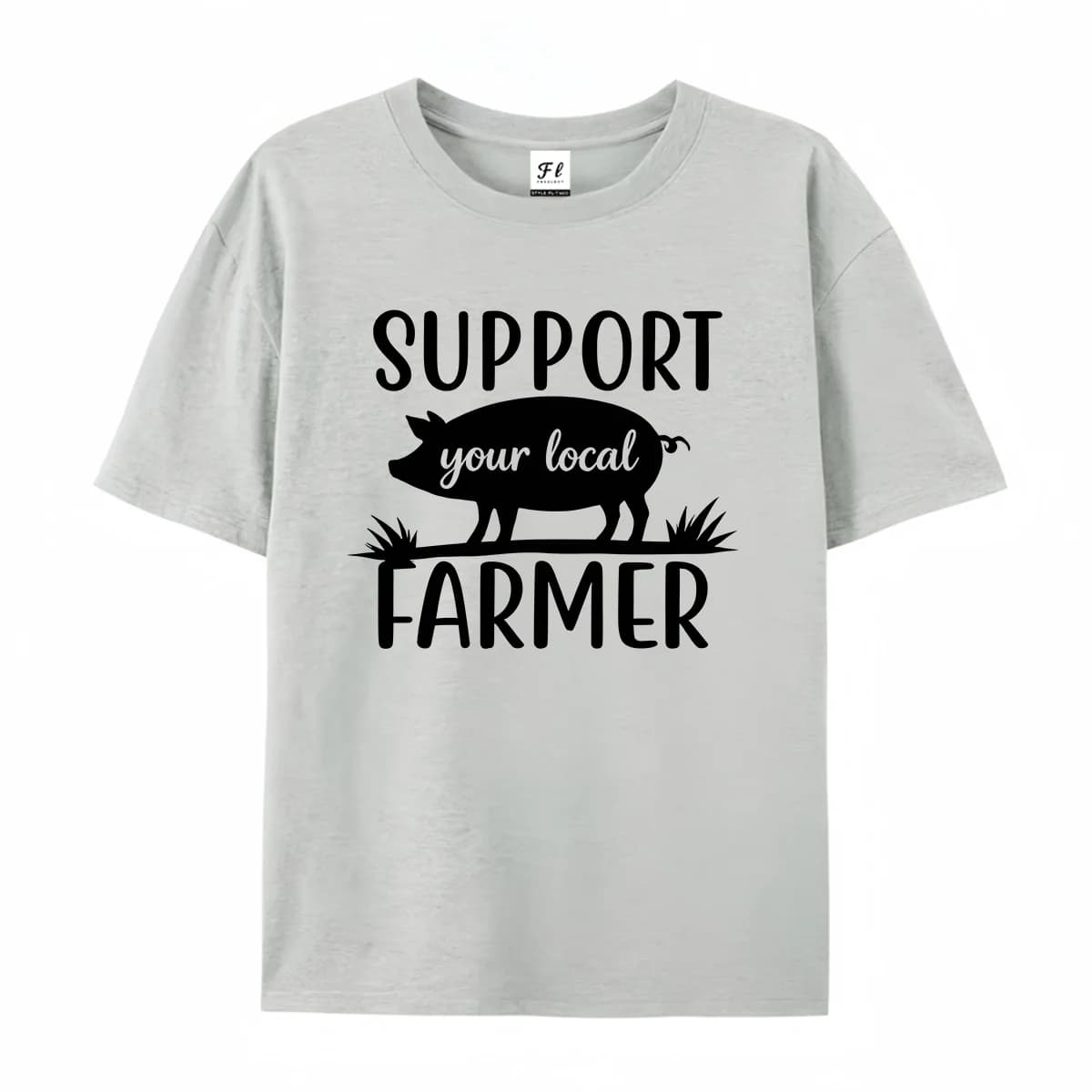 Support Your Local Farmer Pig Silhouette Graphic T Shirt Farm Country Life Vintage Tee Cute Pig Farmer Gift Rural Farm Lover