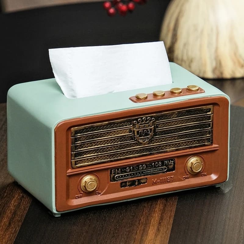 Creative retro radio household tissue box living room coffee table paper extraction storage box home simple desktop decoration