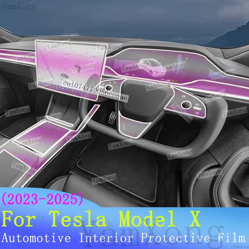 For Tesla Model X Car Center Panel Protection Film Dashboard Navigation screen TPU Transparent Sticker interior Kit scratch Film