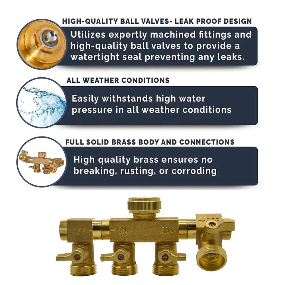 【Hot】1pc Female Thread 1/2" 3/4" Brass 4 Way Diverter Hose BSP/NH Y Type Connector Faucet Hose Water Splitter Rotate 360 Degrees