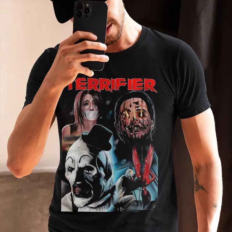 Retro Horror Movie Terrifier Art The Clown Killer Scary Halloween Gift T Shirt 0912 Short Sleeve Graphic clothes All size tops