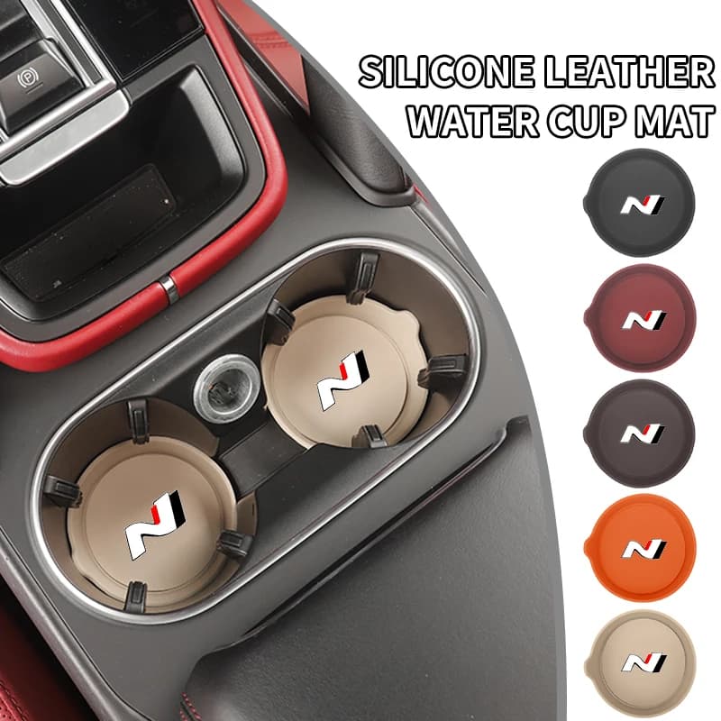 Car Coaster Mug Drinking Pad Cup Non-Slip Mat Accessories Pads For Hyundai N Line Performance Santa Fe MX5 I20 IX35 I30 Creta