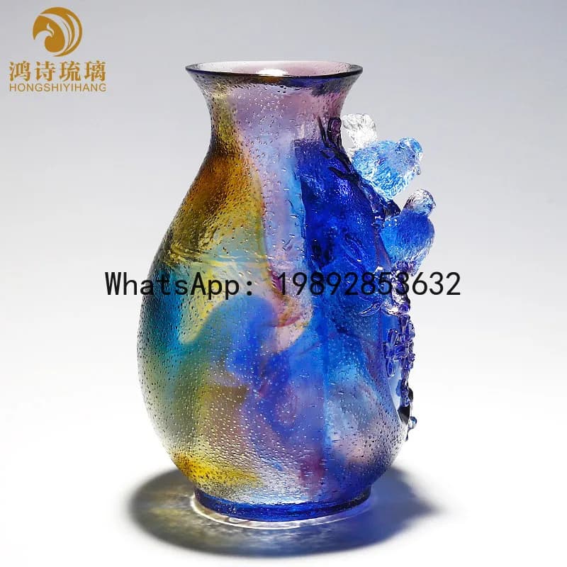 PYJ glazed vase ornament living room flower arrangement bedroom desktop crystal light luxury handicrafts